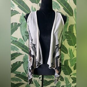 Rue21 Y2K Retro Sweater Vest Open Front Waterfall Southwestern Print Size S